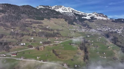 Walensee Amden Alpine aerial View, Quinten, Switzerland