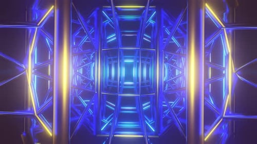 Rotating Metallic Structure Abstract Neon Multicolor Psychedelic Hypnotic VJ Seamless Loop