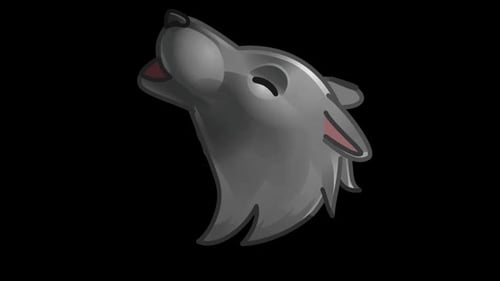 Stylized Animated Wolf Head Turning and Howling