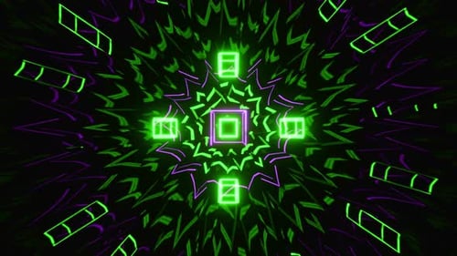 Seamless VJ Loop 3d Animation Geometric Green Patterns for Live Concert Music Video Abstract Trippy