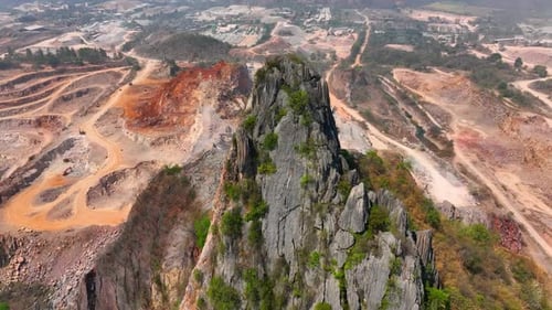 Quarry industry from an aerial view. Drone