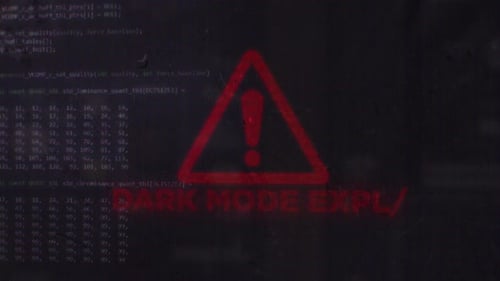 Dark Mode Exploit On Hack Screen And Data Matrix Simulation With Futuristic Hud Screen