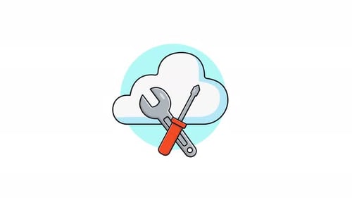 4K Cloud com chave de fenda. Vídeo de animação do conceito de configuração de nuvem
