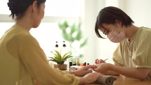 Customer Getting Manicure in Beauty Salon
