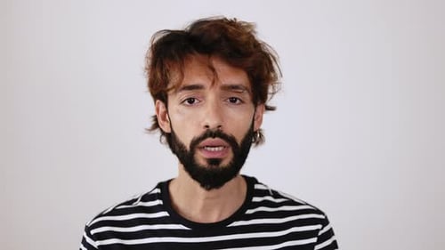 POV or Screen View of Young Bearded Man Having a Video Call on Laptop
