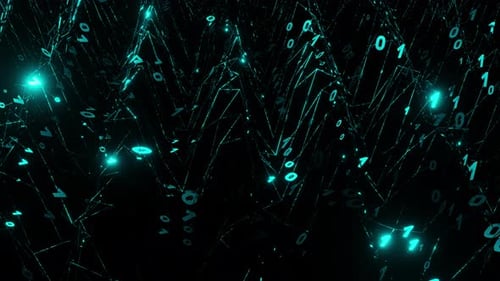 Futuristic Data Network with Binary Code Animation