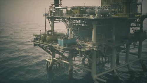 Ölförderanlage auf dem Wasser mit logistischen Elementen