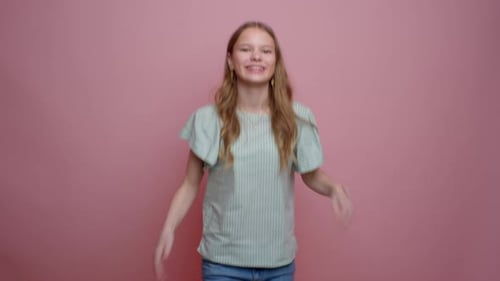 Teen Dancing and Smiling