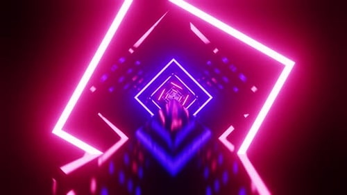 Rhombus Vj Seamless Loop Dark Blue With Rose Pink Tunnel Background