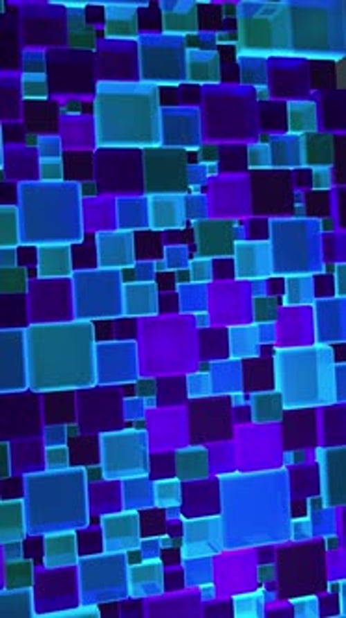 Neon Blue Lights Cubes Background In