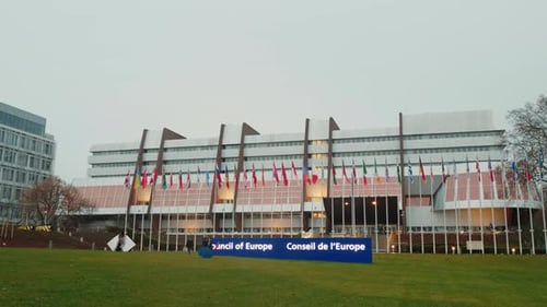 Council of Europe build to the European Parliament building.