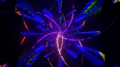 Animated Cyber Tunnel with Glowing Neon Lines