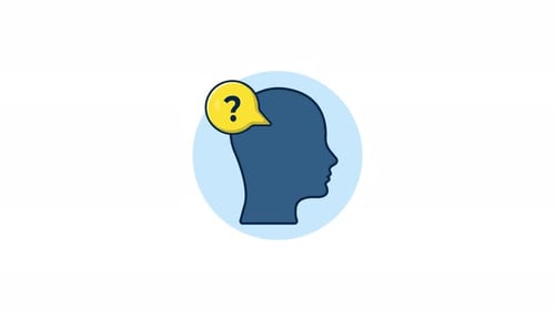 Animated Human Head with Question Mark Icon