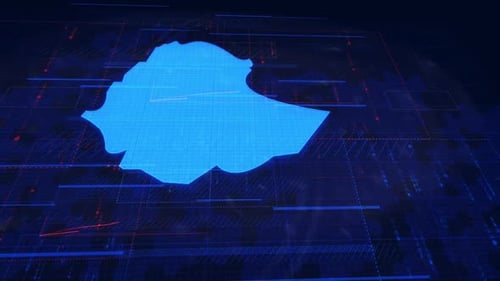Digital Display of Ethiopia Map with Futuristic HUD Elements