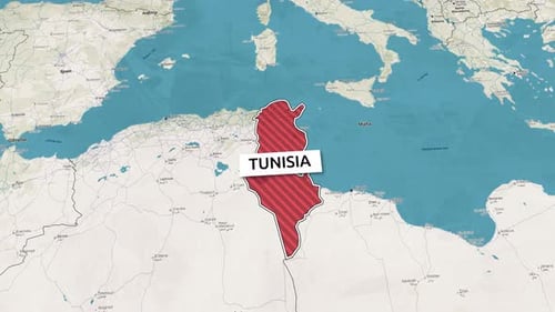 Borders of the state of Tunisia on the map