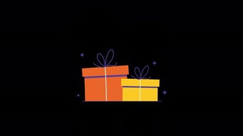 Animated Flat Design Gift Boxes Reveal with Stars