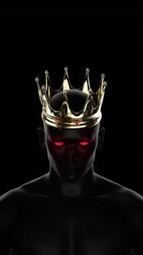 The Crowned Figure with Glowing Eyes