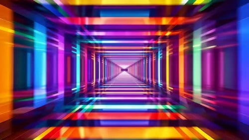 Vibrant Multi Color Geometric Neon Corridor Loop