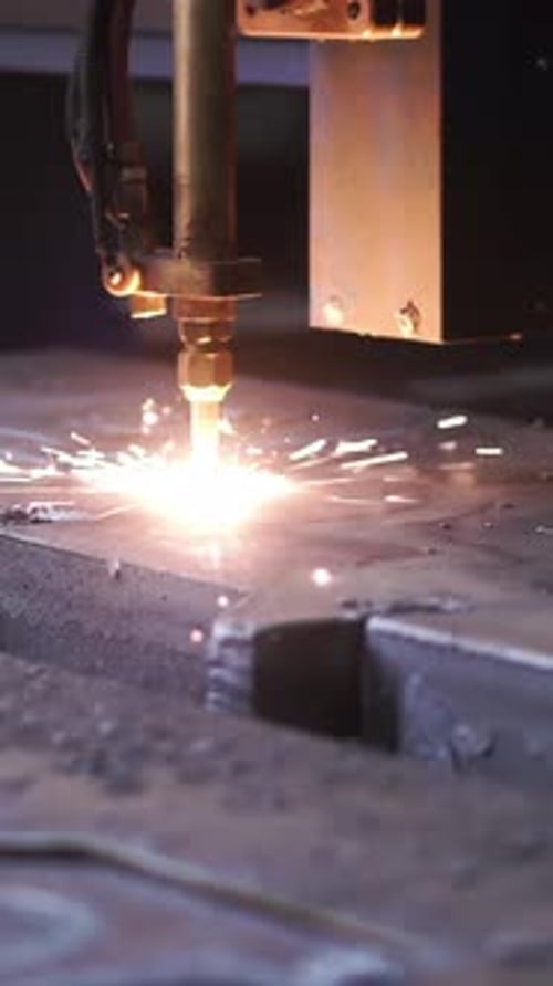 Laser Plasma Cutting of Metal Clip Colorful Production Process at a Metallurgical Plant