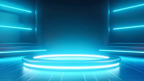 Podium Futuristische Vitrine mit Plattform für Produktausstellungen. Leeres modernes Bühnendisplay