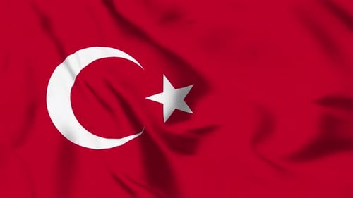 Realistic Waving Turkey Flag Seamless Loop Animation