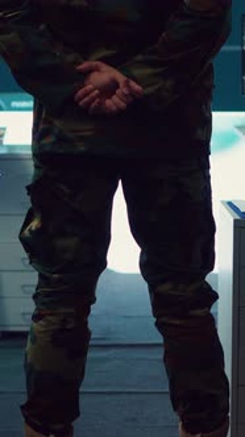 Vertical Video Colonel Overseeing Special Operation to Gather Intelligence in Control Center