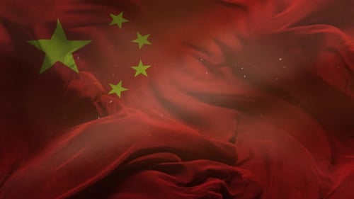 Realistic Waving China Flag Background