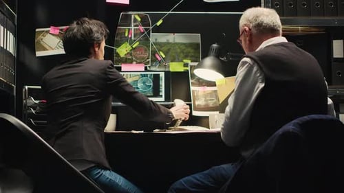 Detectives Working in a Cramped Office