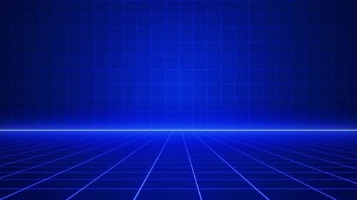 Blauer virtueller Retro-Hintergrund mit Neongitter