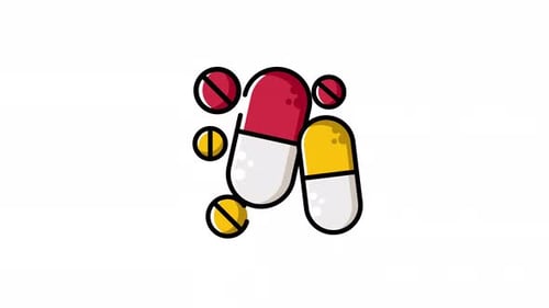 Animated Pills and Capsules Flat Design Medical Icon