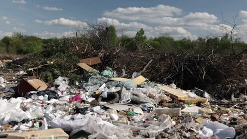 Landfill Site with Piles of Garbage and Waste