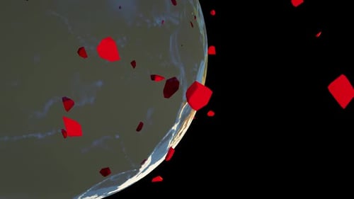 Rock Fragments Hitting the Earth 3D Rendering with Transparent Background