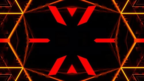 Orange And Red Kaleidoscope Abstract Neon Striped Geometric Pattern Background Vj Loop In 4K