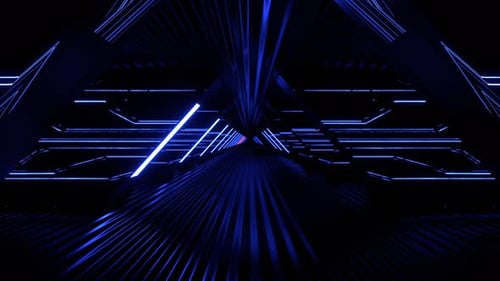 Light Blue And Orange Effective Futuristic Hallway With Strobe Neon Light Background Vj Loop I 4K