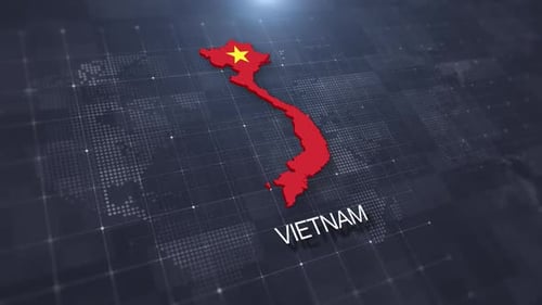 Vietnam Map 3D Animation with Digital World Background