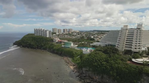 Drone moving along Oka Point on the tropical island of Guam