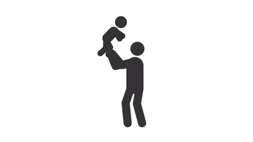 Animated Stick Figure of Adult Lifting Child Playfully