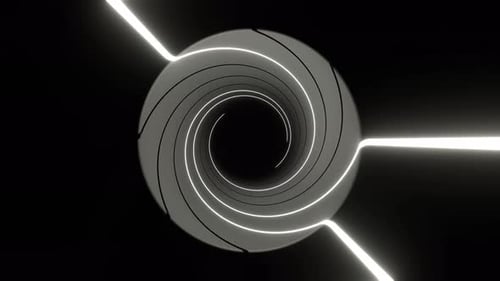 White Rotating Spiral Lines Strobe Background Vj Loop In 4K