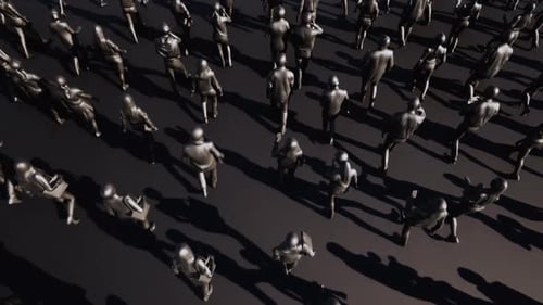 Stylized People Walking Animation Overhead Perspective