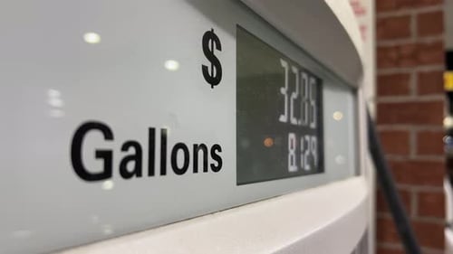 Gas Station Fuel Meter Counter Price Close Up of Car Refueling By Increasing Petrol Costs