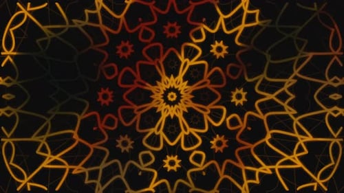 Vivid Orange and Gold Fluid Motion Background Animation with Intricate Mandala Patterns
