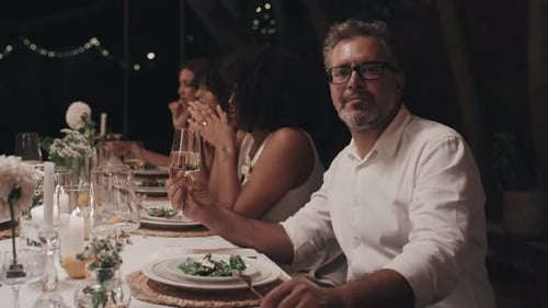 Evening Wedding Celebration with Friends and Family