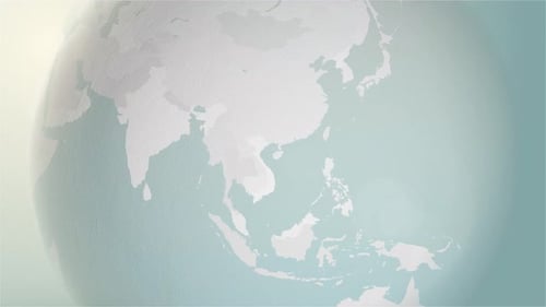 Weltkarte Indien, vergrößerte stilisierte, sphärische Weißtöne, 4K, 60 Bilder pro Sekunde