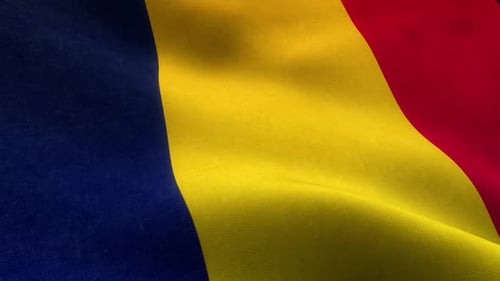 Realistic Animated Romanian Flag Waving in Wind