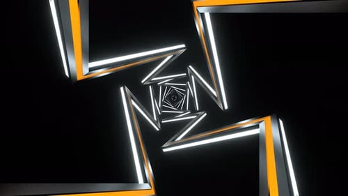 Orange And White Neon Lightning Tunnel Background Vj Loop In 4K