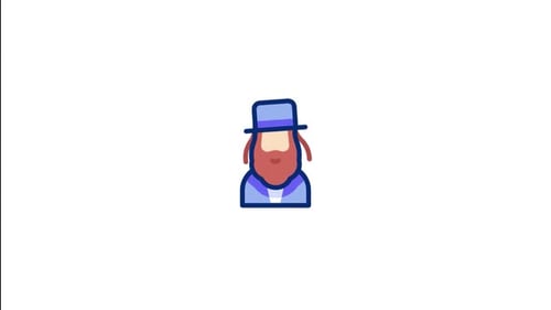 Animated Icon of Man with Hat and Beard Tilting Head