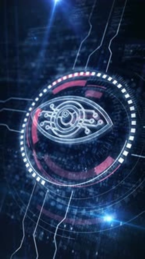 Cyber eye spying security symbol digital concept vertical loop