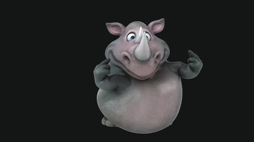 Fun 3D cartoon rhinoceros (with alpha channel)