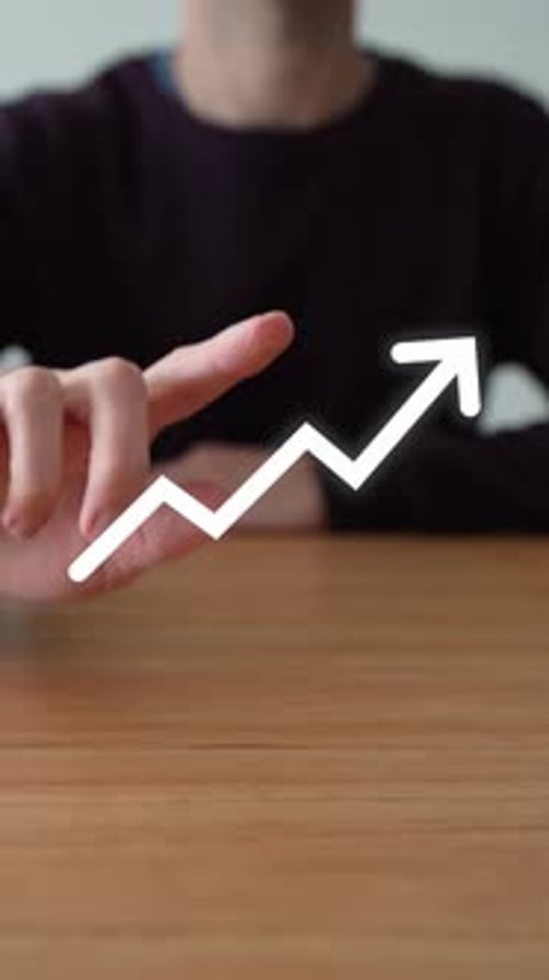 Man Touch White Upward Trend Graph Line. - vertical shot