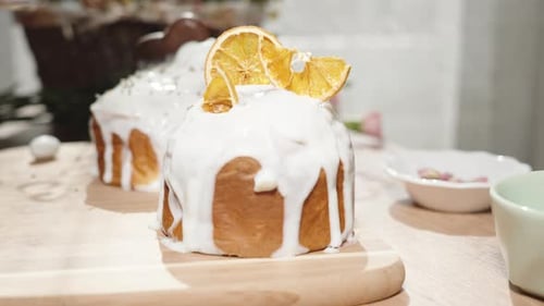 Decorating Cake Pastries with Orange Slices